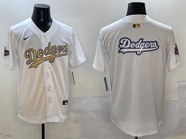 Men%27s Los Angeles Dodgers Team Big Logo White 2025 Gold Collection Limited Stitched Jersey->los angeles dodgers->MLB Jersey